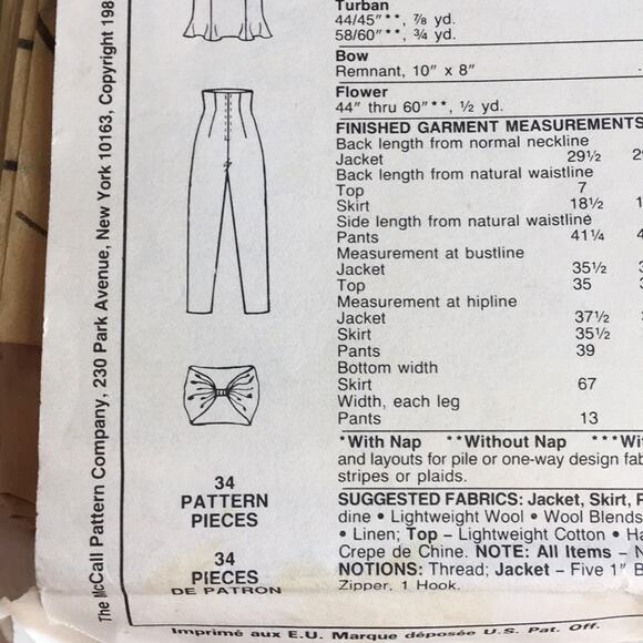 Vintage 1989 McCall's NY The Collection Sewing Pattern Jacket Tops Skirt Size 10 - Picture 9 of 13